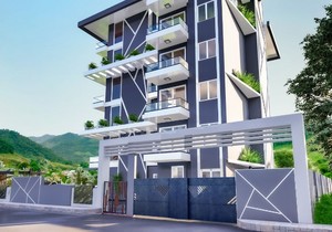 Строящийся проект жилого комплекса с видом на море в районе Махмутлар, прев. 1