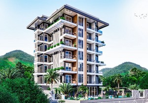 Строящийся проект жилого комплекса с видом на море в районе Махмутлар, прев. 6